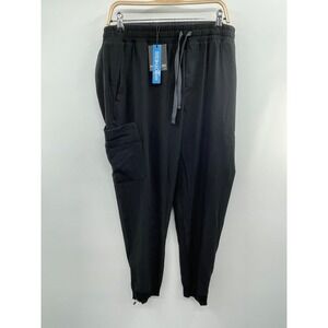 Hypothesis Cargo Scrub Jogger Mens XL Jet Black Stretch Ankle Zip NWT